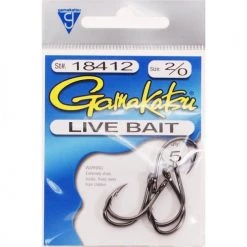 Gamakatsu Live Bait Hook, Needle Point, Ringed Eye NS Black 25 Gamakatsu Live Bait Hook, Needle Point, Ringed Eye NS Black