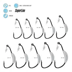 Gamakatsu Superline Weighted Worm Hooks W/Spring Lock