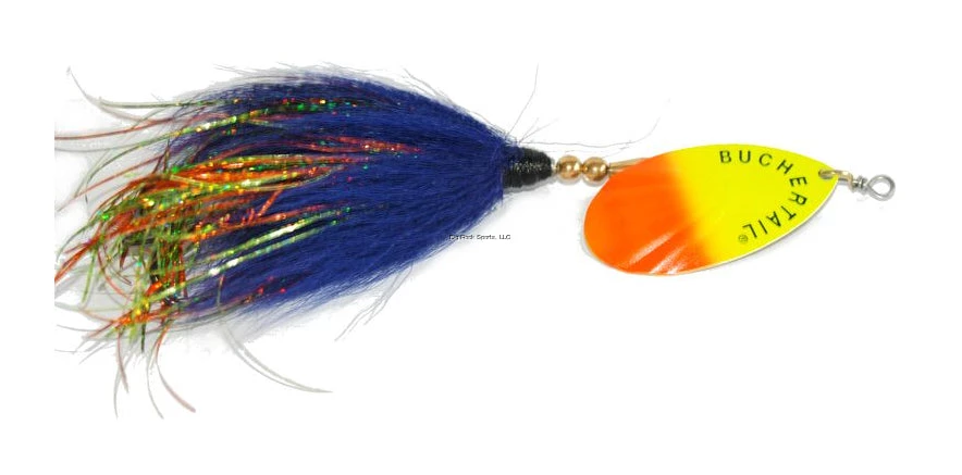 Lures Joe Bucher Outdoors #7 Tin Buck Buchertail, Purple/Flame 3 Lures Joe Bucher Outdoors #7 Tin Buck Buchertail, Purple/Flame