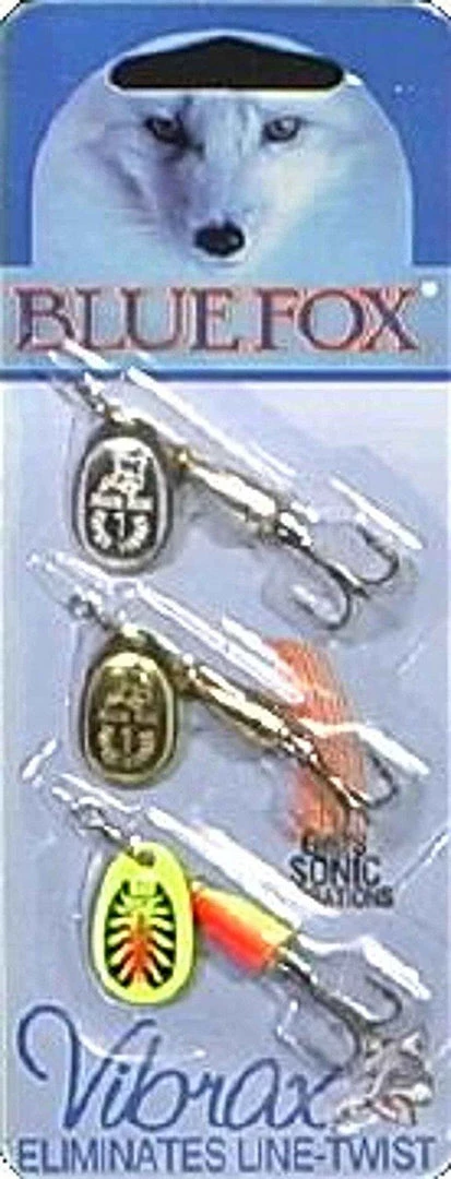 Blue Fox Tri-Pack Spinners Trout Contains 3 Each #1 Plain Super Vibrax, 1/8 3 Blue Fox Tri-Pack Spinners Trout Contains 3 Each #1 Plain Super Vibrax, 1/8