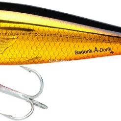 New Arrivals Bomber Badonk-A-Donk HP Rattling Topwater Lure, 4", 3/4 Oz, Gold/Black/Orange