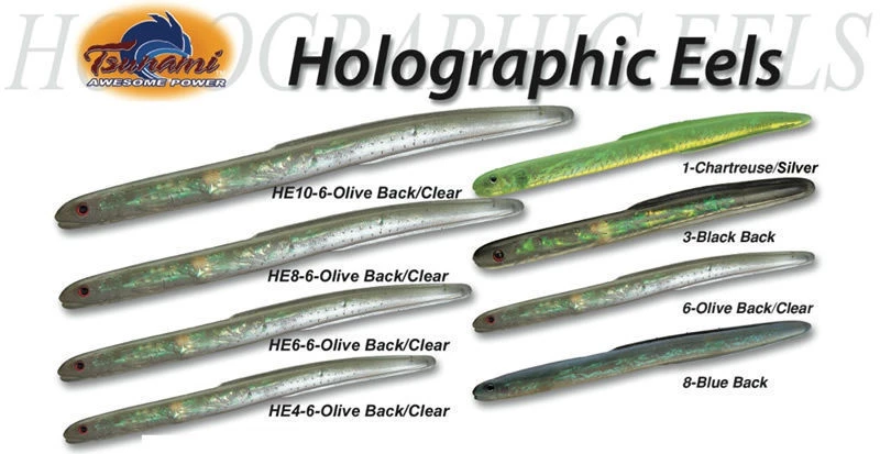 Tsunami Holographic Eel Unrigged Lure HE4 HE6 3 Tsunami Holographic Eel Unrigged Lure HE4 HE6