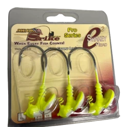 New Arrivals MegaStrike ShakE2 Pro Series EWG Shakey Head Jigs, 3/4oz, 3pk, CW Chartreuse/White