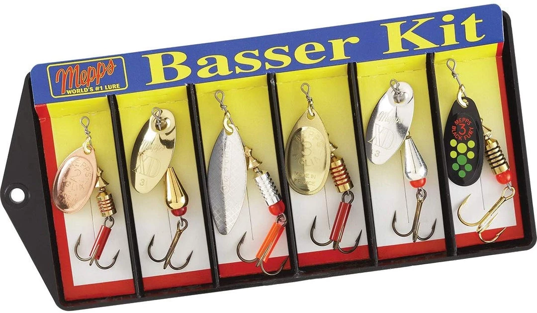 Mepps Basser Lure Kit, Assorted, Plain Treble Hook, Single Hook, 6 Per Pack 3 Mepps Basser Lure Kit, Assorted, Plain Treble Hook, Single Hook, 6 Per Pack