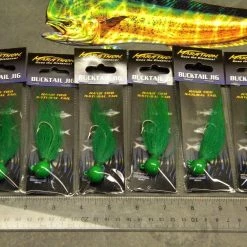 Tsunami Marathon Bucktail Lead Head Jig Mustad MBJ34-LG 3/4oz Lure LOT 6 Green Lures