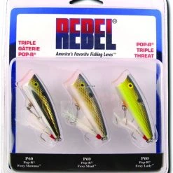 Rebel Pop-R Triple Threat Lure 3 Pack, 2-1/2", 1/4 Oz, Multi
