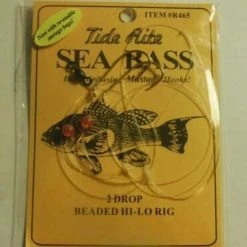 Blackfish & Sea Bass Tide Rite Hand Tied 2-Drop Beaded Hi-Lo Sea Bass Rig Mustad Hooks