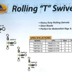 Tsunami Stainless 3-Way Beaded Rolling T Swivel TSRT