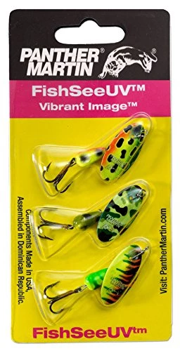 Lures Panther Martin VIUV3 FishSeeUV Vibrant Image Spinner Kit, #4, 1/8 3 Lures Panther Martin VIUV3 FishSeeUV Vibrant Image Spinner Kit, #4, 1/8